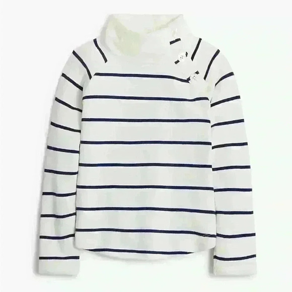 J.Crew Crewcuts Girls’ Wide Button-Collar Pullover Sweatshirt Navy Ivory Size XL - Picture 1 of 8